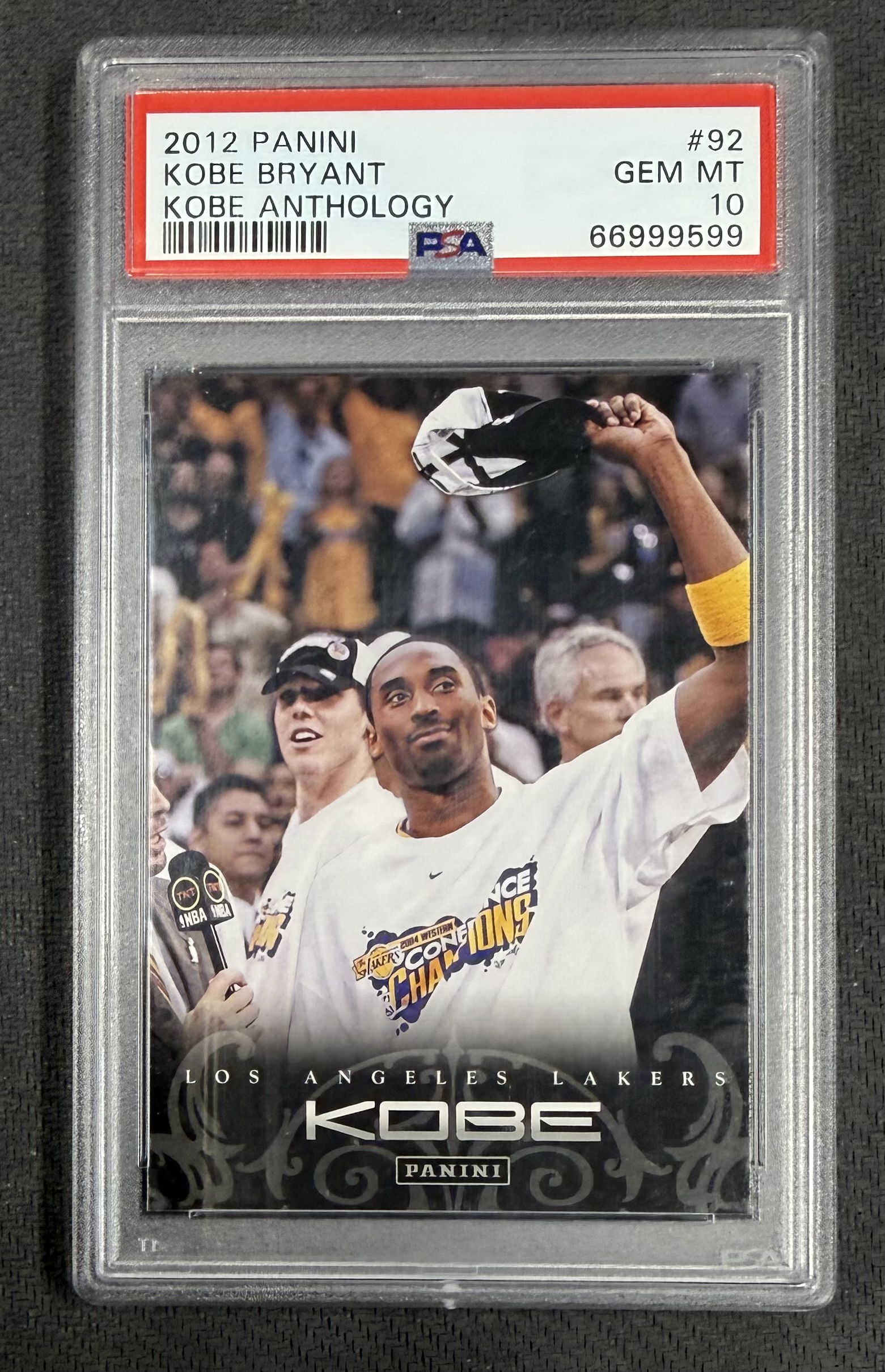 Kobe Bryant 2012 Panini Kobe Anthology Los Angeles Lakers Basketball Card #92 Graded PSA 10 Cert #66999599 Kobe Bryant 2012 Panini Kobe Anthology Los Angeles Lakers Basketball Card #92 Graded PSA 10 Cert #66999599