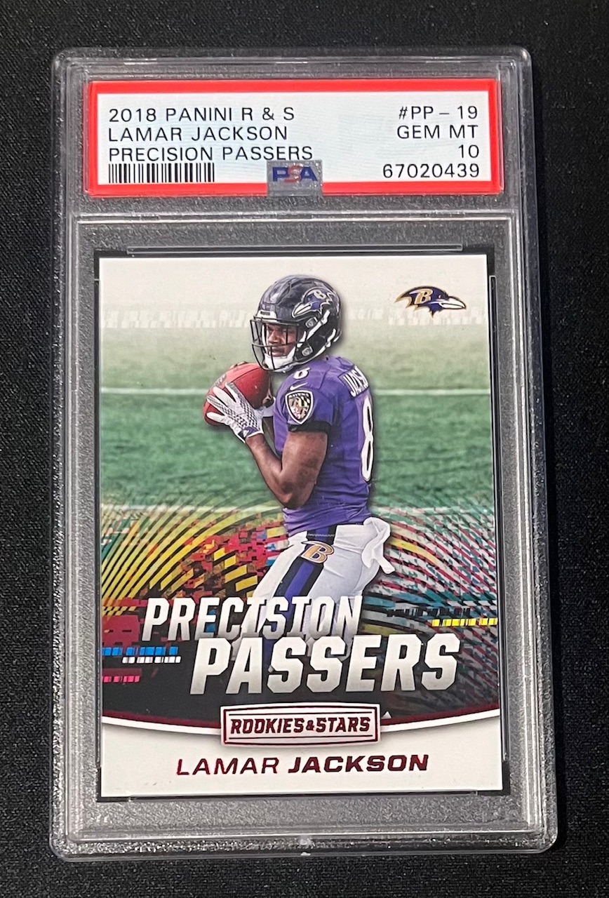 Lamar Jackson 2018 Panini Rookies & Stars Football Card #PP-19 Graded PSA 10