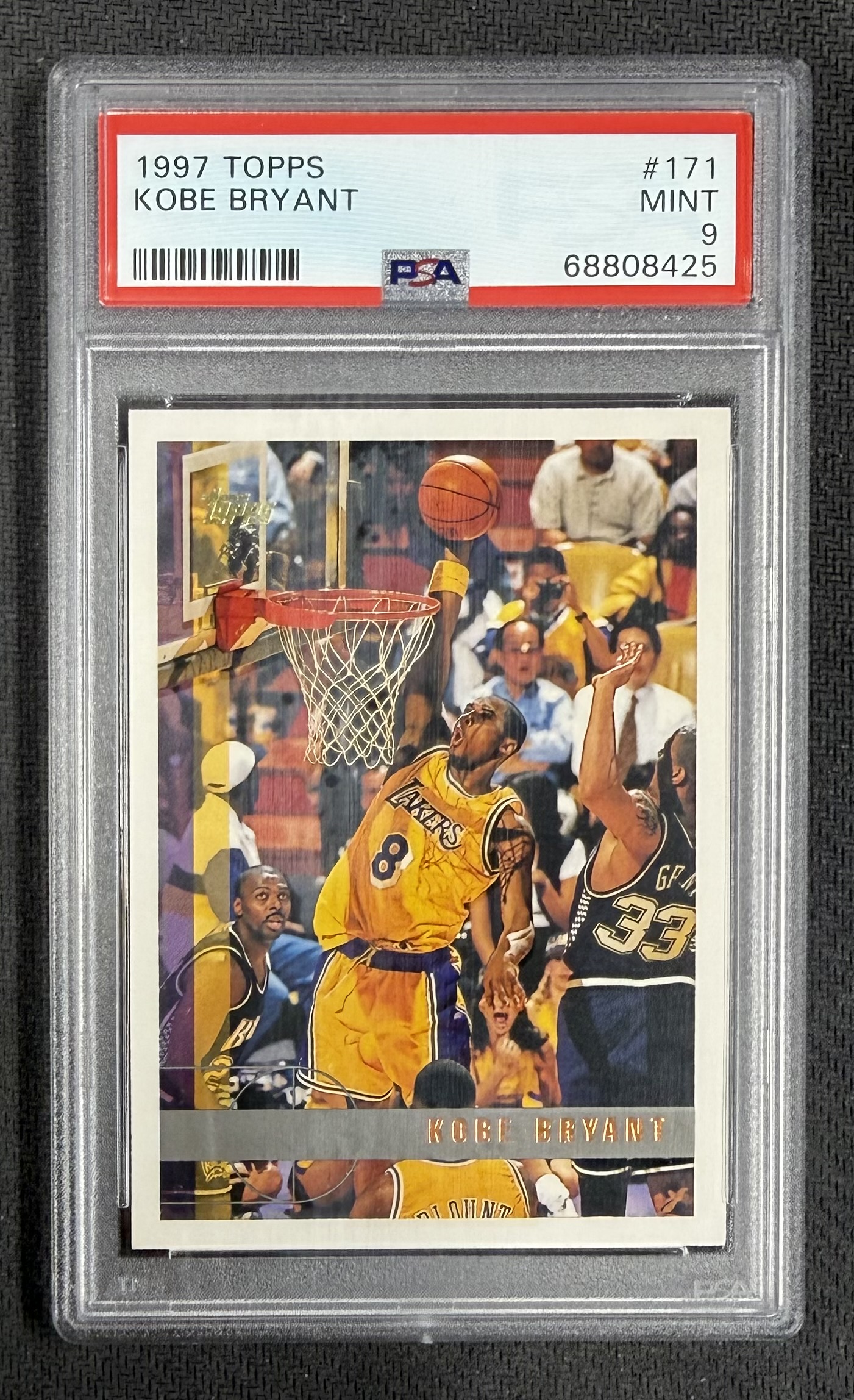 Kobe Bryant 1997 Topps Los Angeles Lakers Basketball Card #171 Graded PSA 9 Cert #68808425 Kobe Bryant 1997 Topps Los Angeles Lakers Basketball Card #171 Graded PSA 9 Cert #68808425