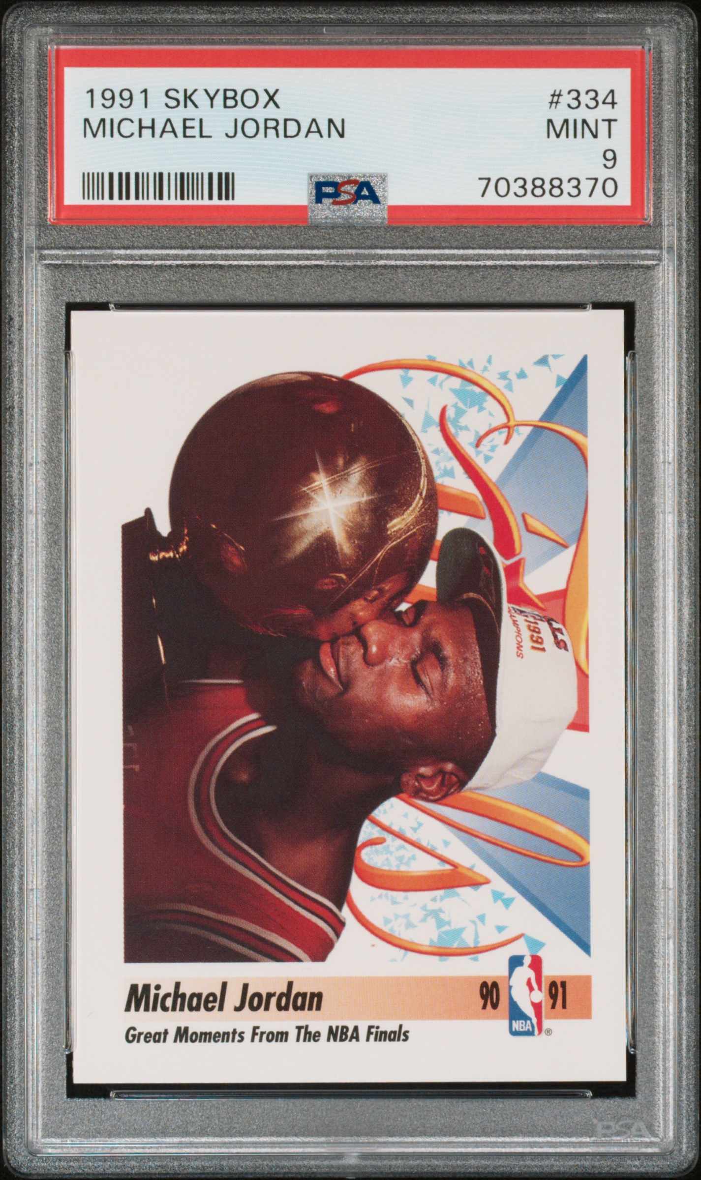 Michael Jordan 1991 SkyBox Chicago Bulls Basketball Card #334 Graded PSA 9 Cert #70388370