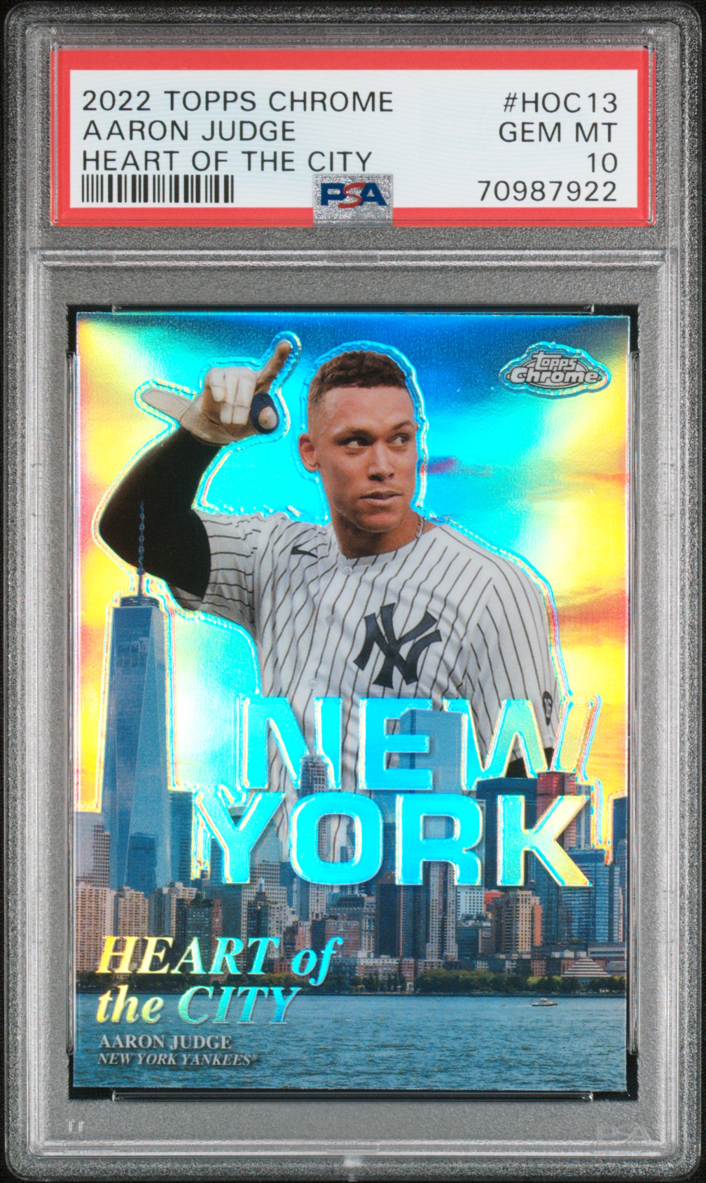 Aaron Judge 2022 Topps Chrome Heart of the City Baseball Card #HOC13 Graded PSA 10 Cert #70987922