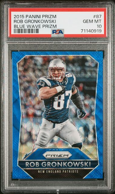 Rob Gronkowski 2015 Panini Prizm Blue Wave Card #87 Graded PSA 10 120/150