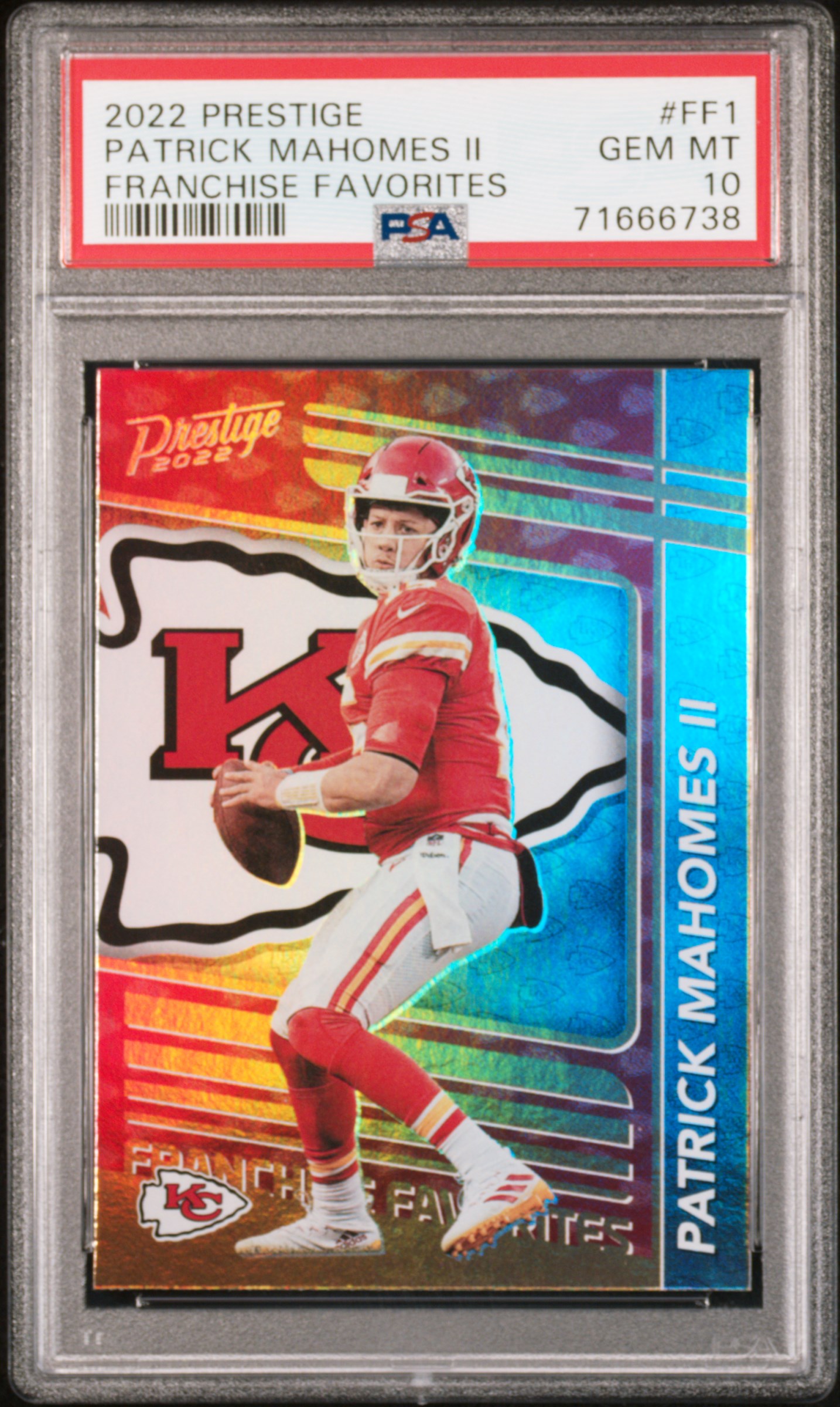 Patrick Mahomes II 2022 Prestige Franchise Favorites Football Card #FF1 Graded PSA 10 Cert #71666738