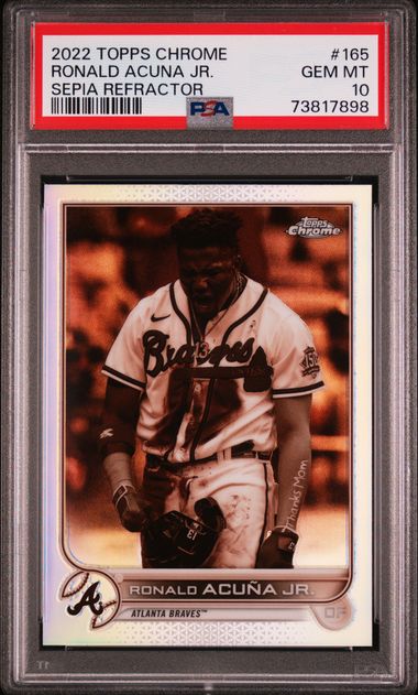 Ronald Acuna Jr 2022 Topps Chrome Sepia Refractor Card #165 Graded PSA 10