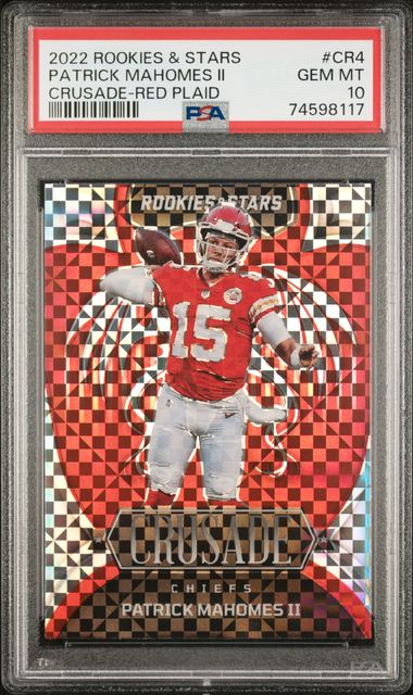 Patrick Mahomes 2022 Panini Rookies & Stars Crusade Red Card #CR4 Graded PSA 10