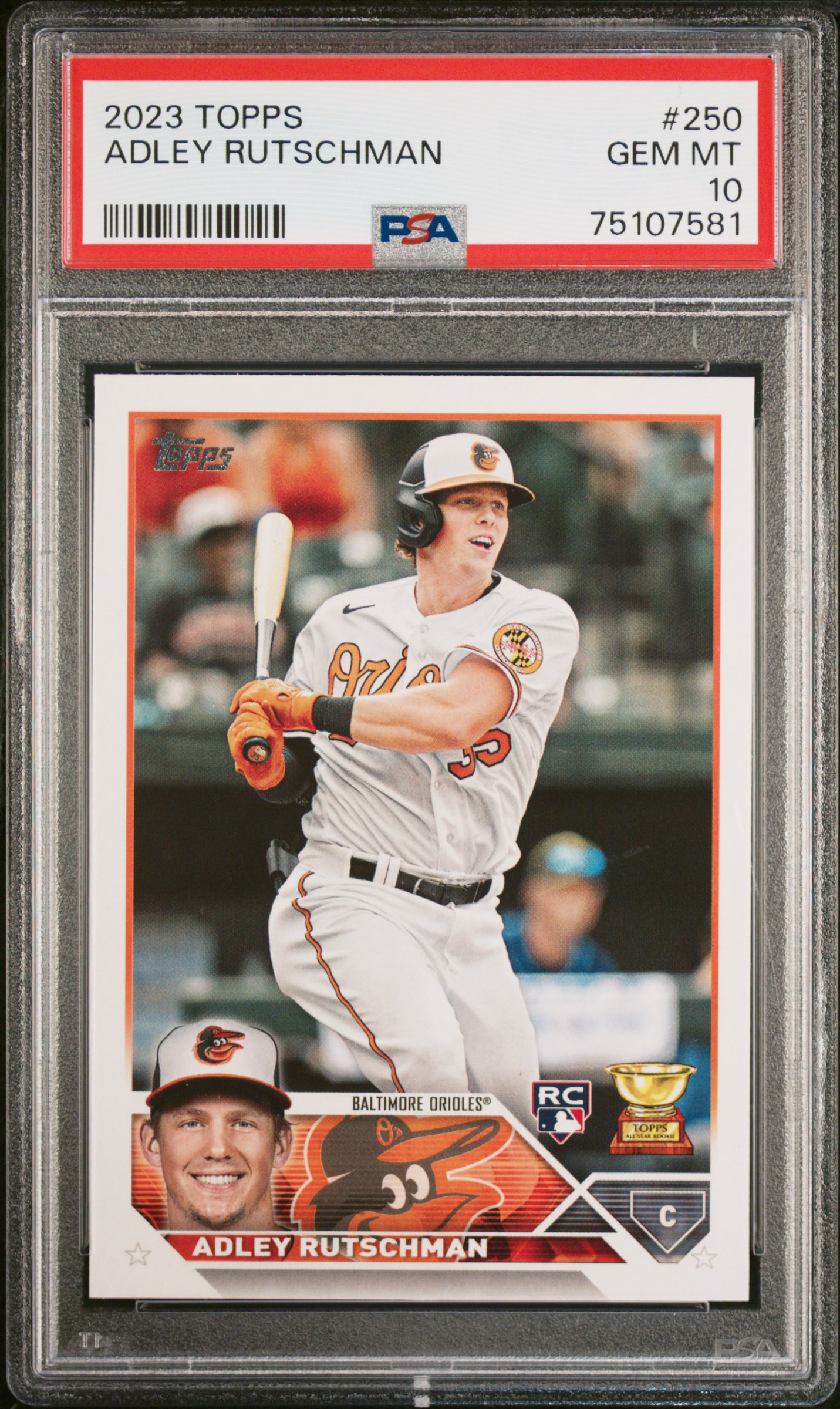 Adley Rutschman 2023 Topps Baseball Rookie Card #250 PSA 10 Cert #75107581
