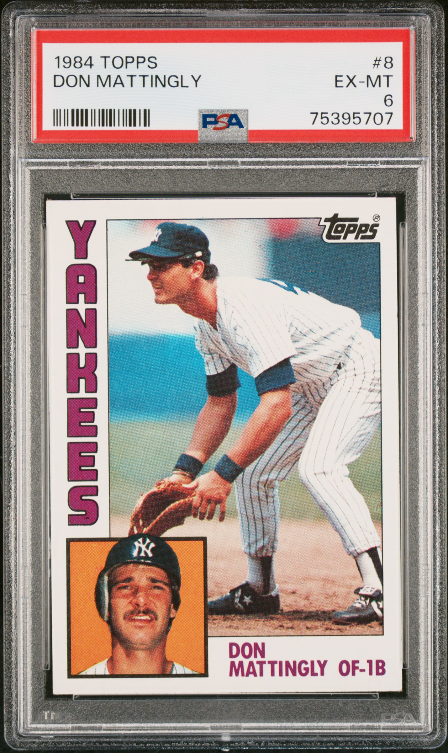 Don Mattingly 1984 Topps Baseball Rookie Card #8 Graded PSA 6 Don Mattingly 1984 Topps Baseball Rookie Card #8 Graded PSA 6