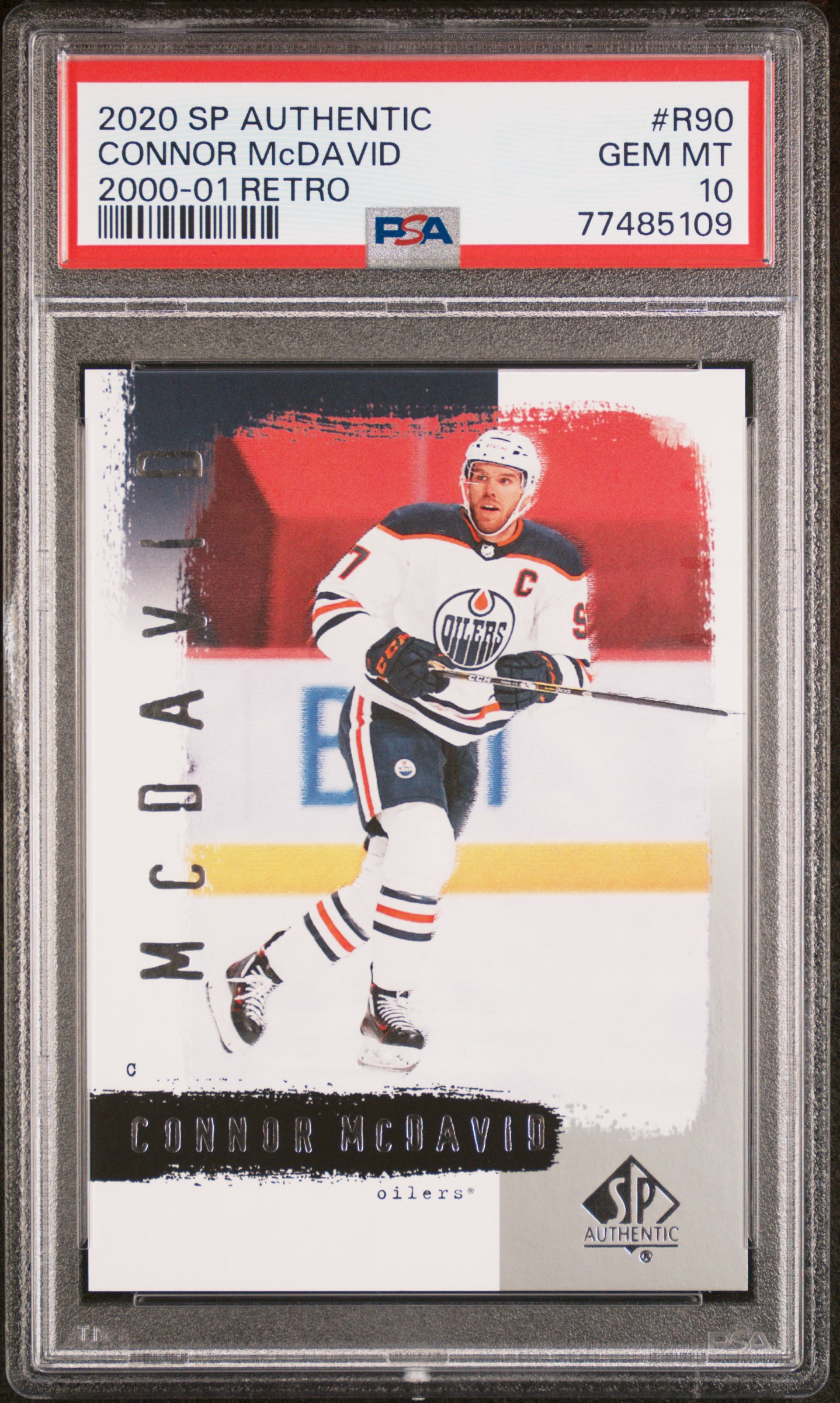Connor McDavid 2020 SP Authentic 2000-01 Retro Hockey Card #R90 Graded PSA 10 Cert #77485109