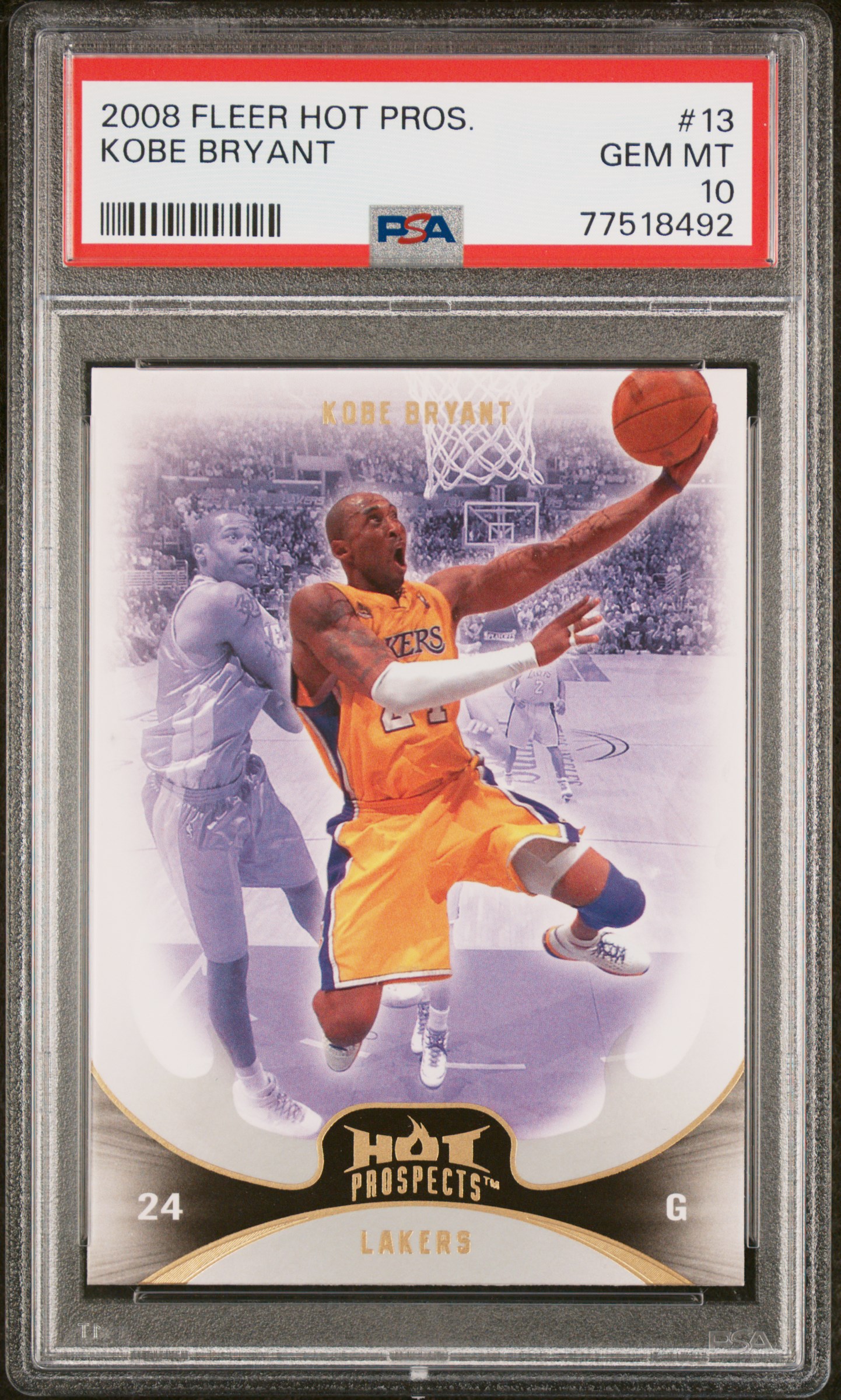 Kobe Bryant 2008 Fleer Hot Prospects Basketball Card #13 Graded PSA 10 Cert #77518492