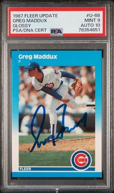 Greg Maddux 1987 Fleer Glossy Update Signed Rookie Card #U-68 Auto PSA 10 354651