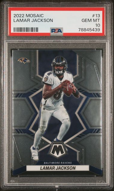 Lamar Jackson 2022 Panini Mosaic Football Card #13 Graded PSA 10