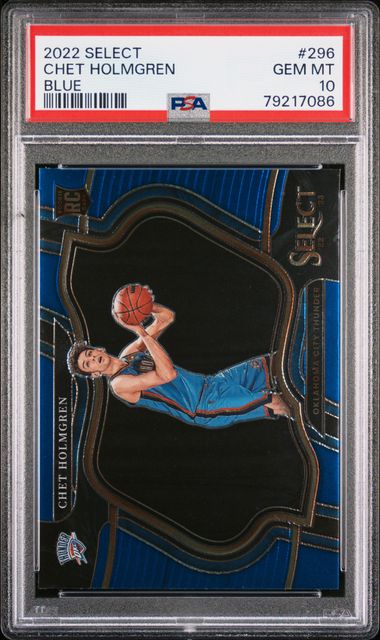 Chet Holmgren 2022 Panini Select Blue Basketball Rookie Card #296 Graded PSA 10