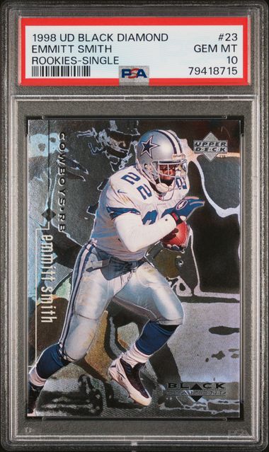 Emmitt Smith 1998 Upper Deck Black Diamond Football Card #23 Graded PSA 10