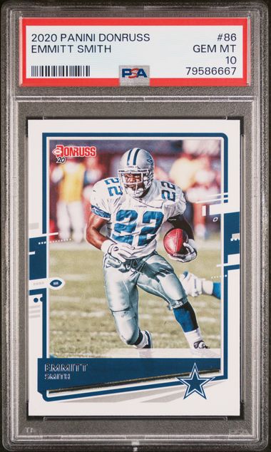 Emmitt Smith 2020 Panini Donruss Football Card #86 Graded PSA 10