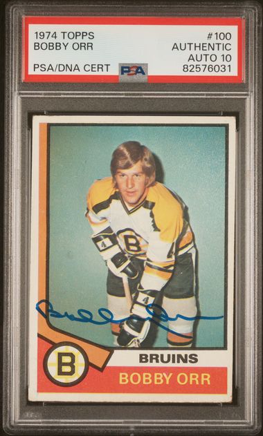 Bobby Orr 1974 Topps Signed Hockey Card #100 Auto Graded PSA 10 82576031