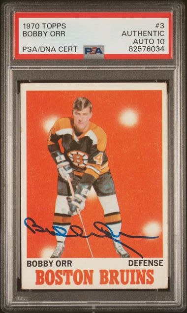 Bobby Orr 1970 Topps Signed Hockey Card #3 Auto Graded PSA 10 82576034