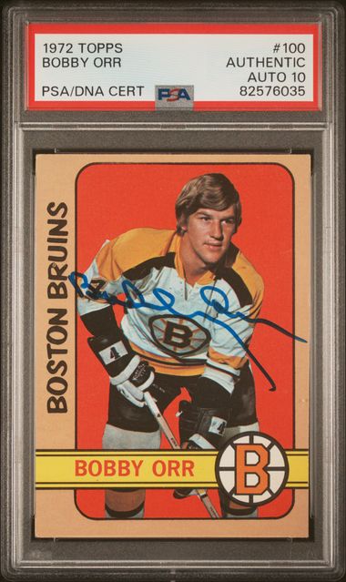 Bobby Orr 1972 Topps Signed Hockey Card #100 Auto Graded PSA 10 82576035