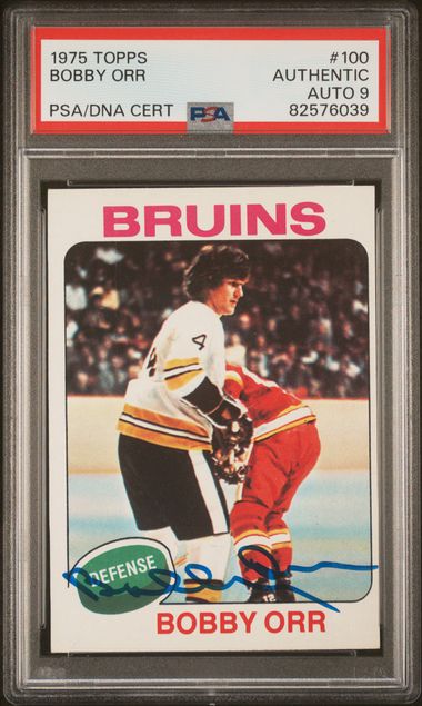 Bobby Orr 1975 Topps Signed Hockey Card #100 Auto Graded PSA 9 82576039