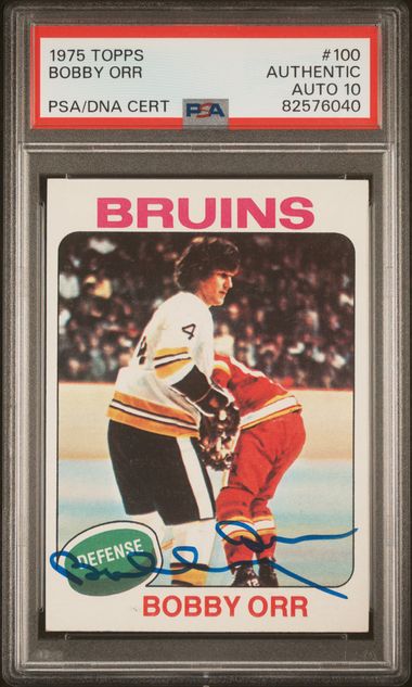 Bobby Orr 1975 Topps Signed Hockey Card #100 Auto Graded PSA 10 82576040