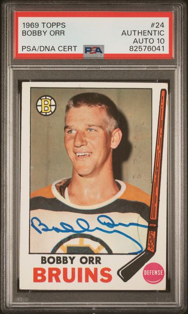Bobby Orr 1969 Topps Signed Hockey Card #24 Auto Graded PSA 10 82576041