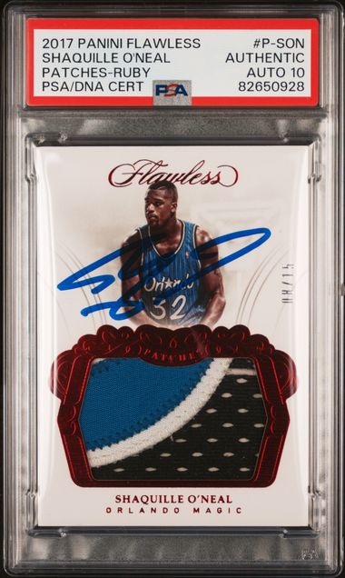 Shaquille O'Neal 2017 Panini Flawless Patches Ruby Signed Card Auto PSA 10 8/15
