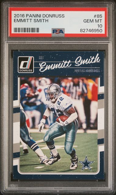 Emmitt Smith 2016 Panini Donruss Football Card #85 Graded PSA 10