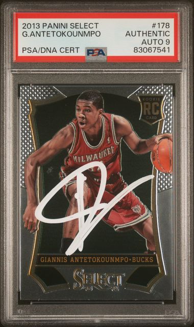 Giannis Antetokounmpo 2013 Panini Select Signed Rookie Card #178 Auto PSA 9