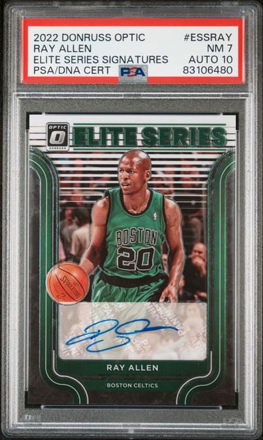 Ray Allen 2022 Panini Donruss Optic Signed Card #ESSRAY Auto Graded PSA 10 60/99