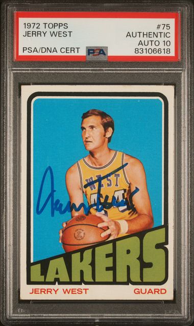Jerry West 1972 Topps Signed Basketball Card #75 Auto Graded PSA 10 83106618