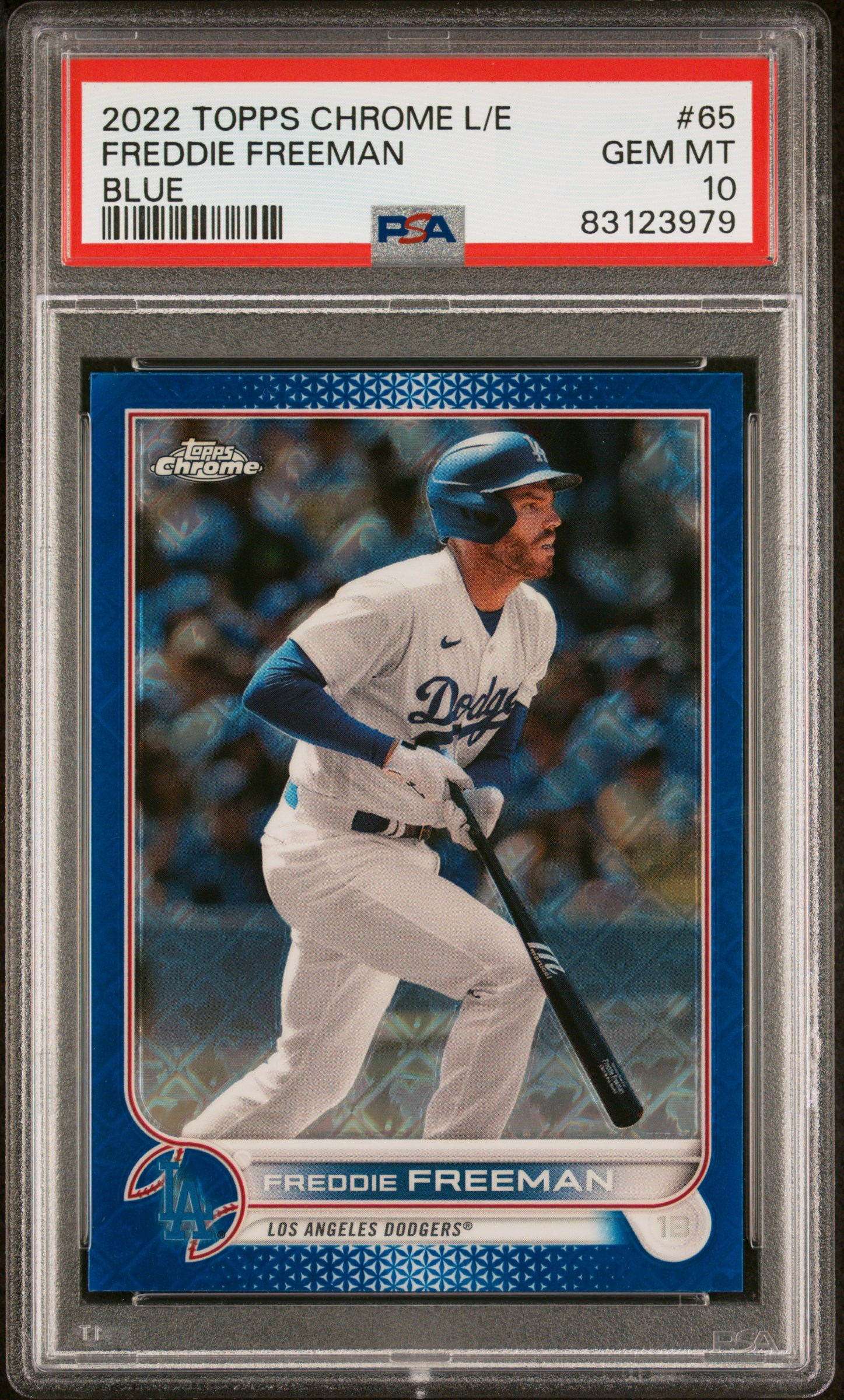 Freddie Freeman 2022 Topps Chrome Logoman Edition Blue Baseball Card #65 Graded PSA 10 78/150