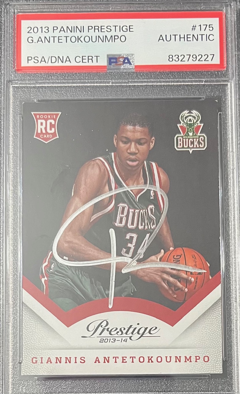 Giannis Antetokounmpo 2013 Panini Prestige Signed Rookie Card #175 Auto PSA 9227
