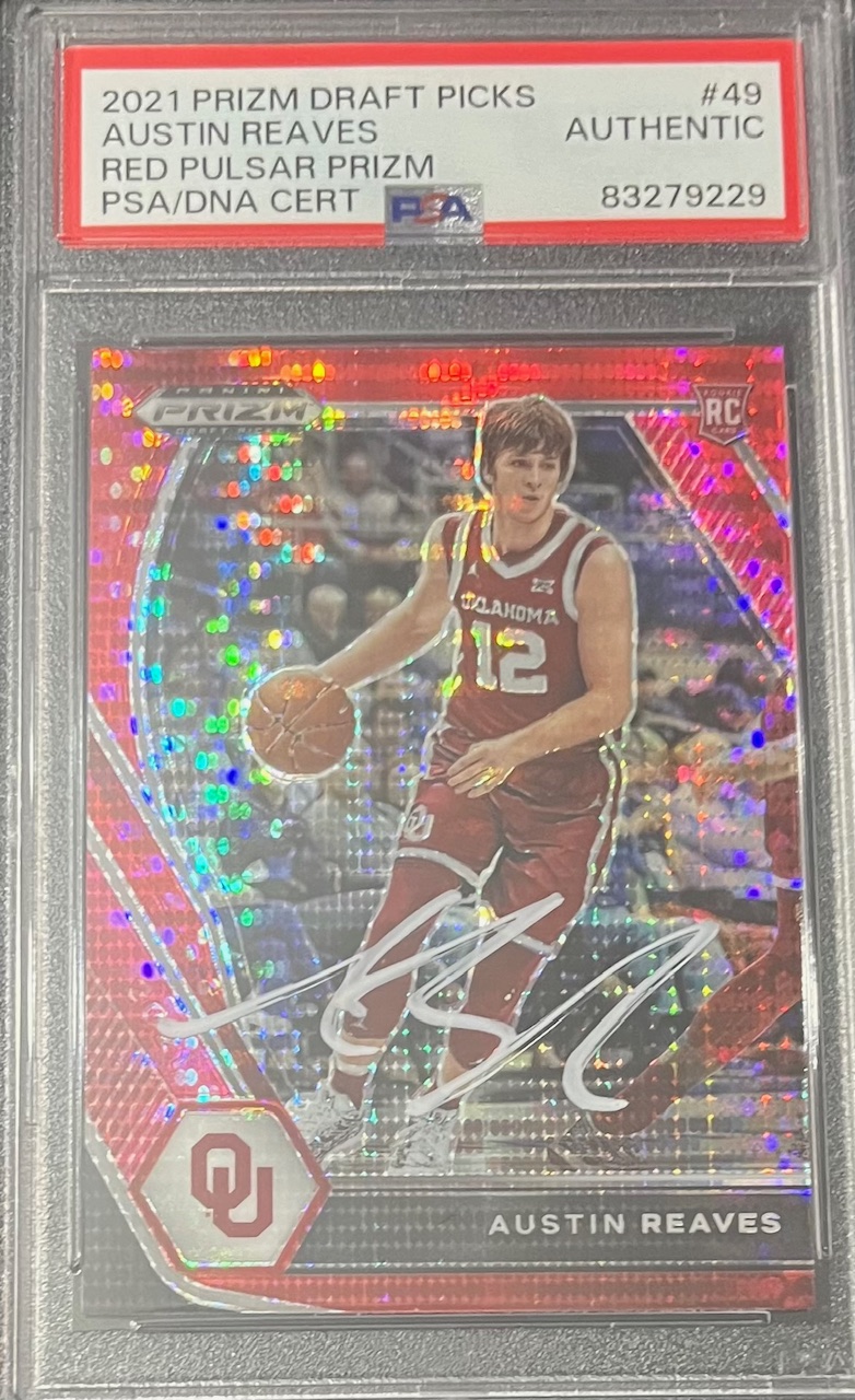 Austin Reaves 2021 Panini Prizm Red Pulsar Signed Rookie Card #49 Auto PSA 79229