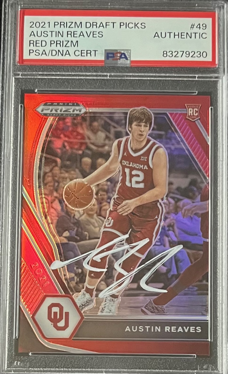 Austin Reaves 2021 Panini Red Prizm Signed Rookie Card #49 Auto PSA 281/299