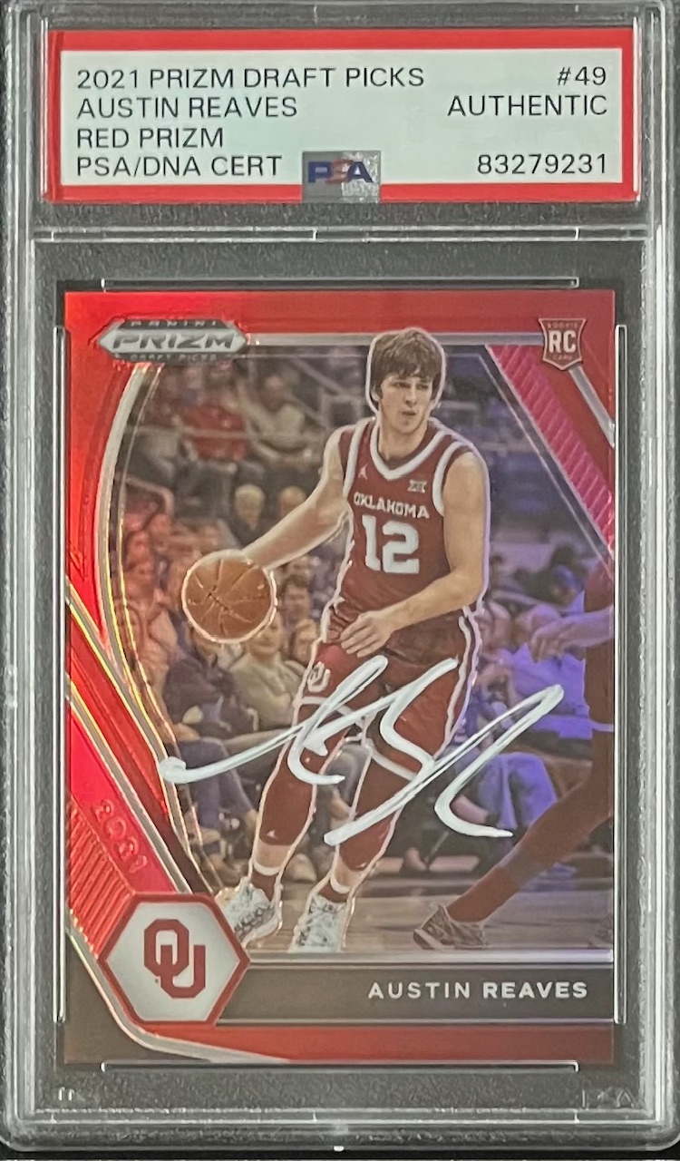 Austin Reaves 2021 Panini Red Prizm Signed Rookie Card #49 Auto PSA 122/299