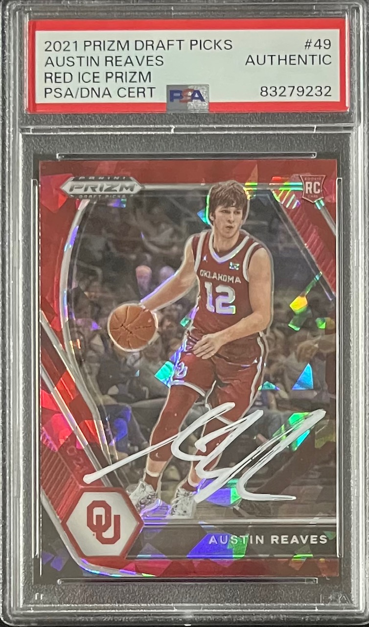 Austin Reaves 2021 Panini Prizm Red Ice Signed Rookie Card #49 Auto PSA 83279232