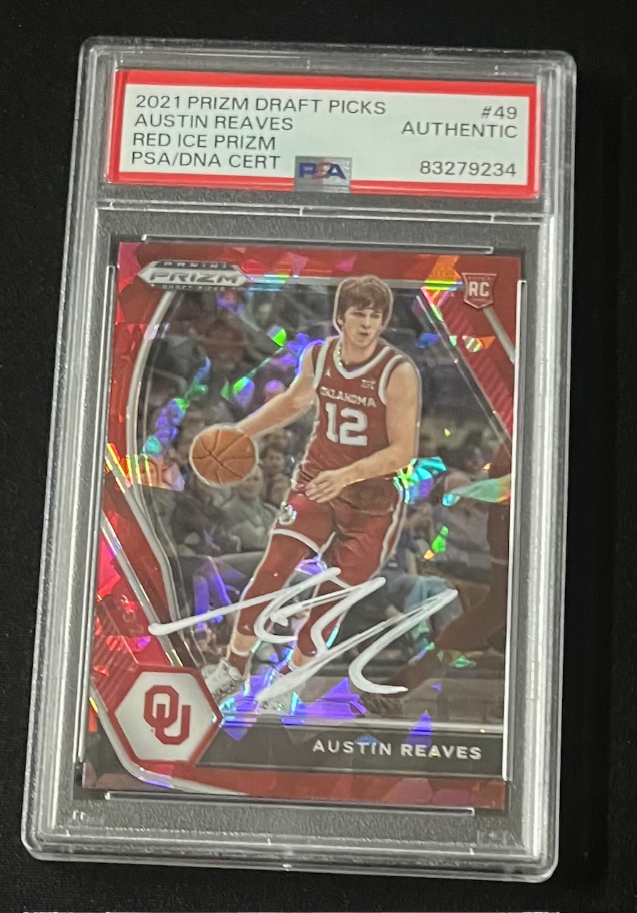 Austin Reaves 2021 Panini Prizm Red Ice Signed Rookie Card #49 Auto PSA 83279234