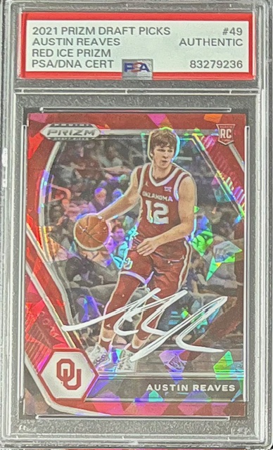 Austin Reaves 2021 Panini Prizm Red Ice Signed Rookie Card #49 Auto PSA 83279236