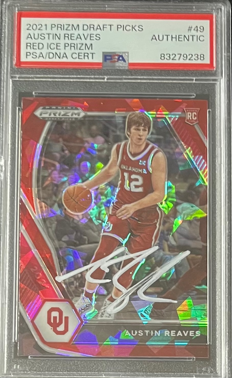 Austin Reaves 2021 Panini Prizm Red Ice Signed Rookie Card #49 Auto PSA 83279238