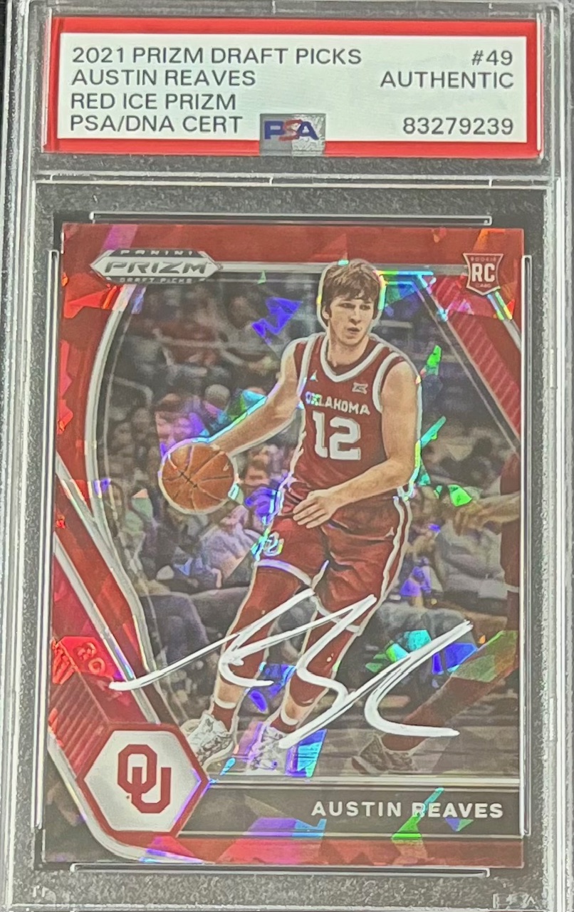 Austin Reaves 2021 Panini Prizm Red Ice Signed Rookie Card #49 Auto PSA 83279239