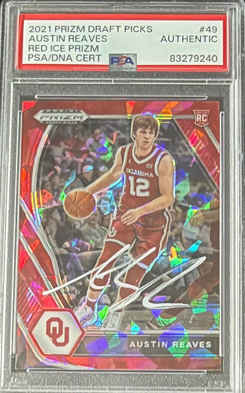 Austin Reaves 2021 Panini Prizm Red Ice Signed Rookie Card #49 Auto PSA 83279240