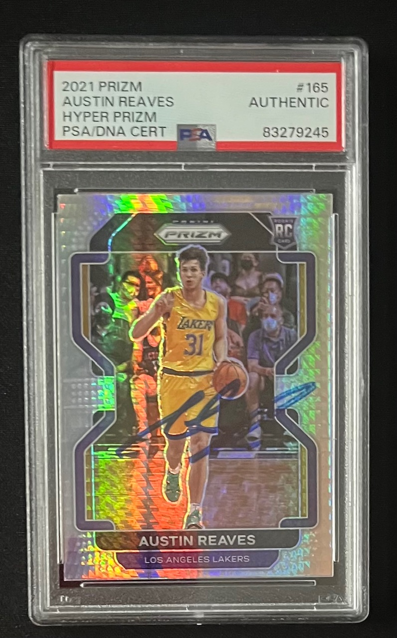 Austin Reaves 2021 Panini Prizm Hyper Signed Rookie Card #165 Auto PSA