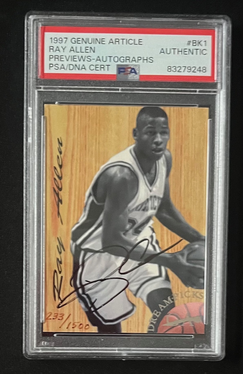 Ray Allen 1997 Genuine Article Signed Rookie Card #BK1 Auto PSA 233/1500
