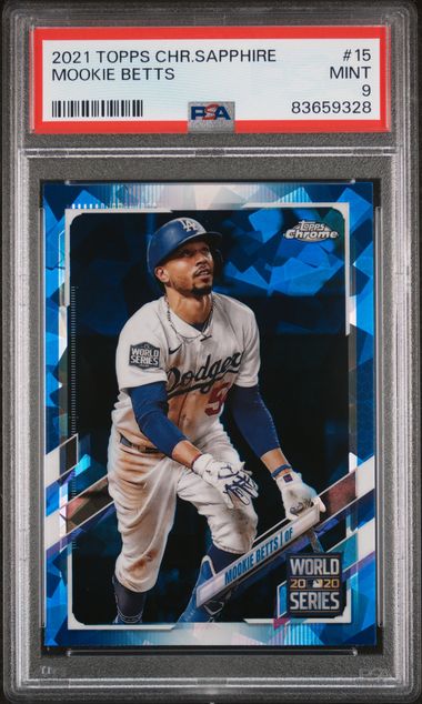 Mookie Betts 2021 Topps Chrome Sapphire Edition Baseball Card #15 Graded PSA 9