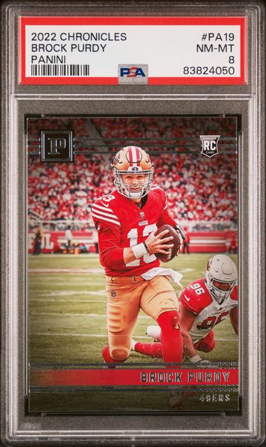 Brock Purdy 2022 Panini Chronicles Football Rookie Card #PA19 Graded PSA 8