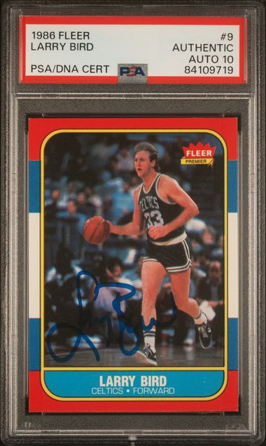 Larry Bird 1986 Fleer Signed Basketball Card #9 Auto Graded PSA 10 84109719
