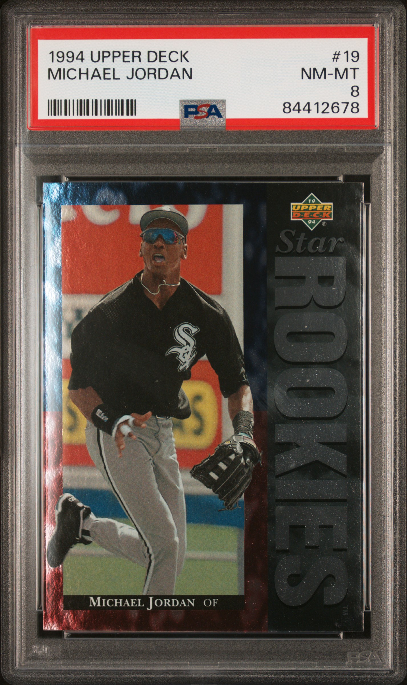 Michael Jordan 1994 Upper Deck Chicago White Sox Baseball Star Card #19 Graded PSA 8 Cert #84412678