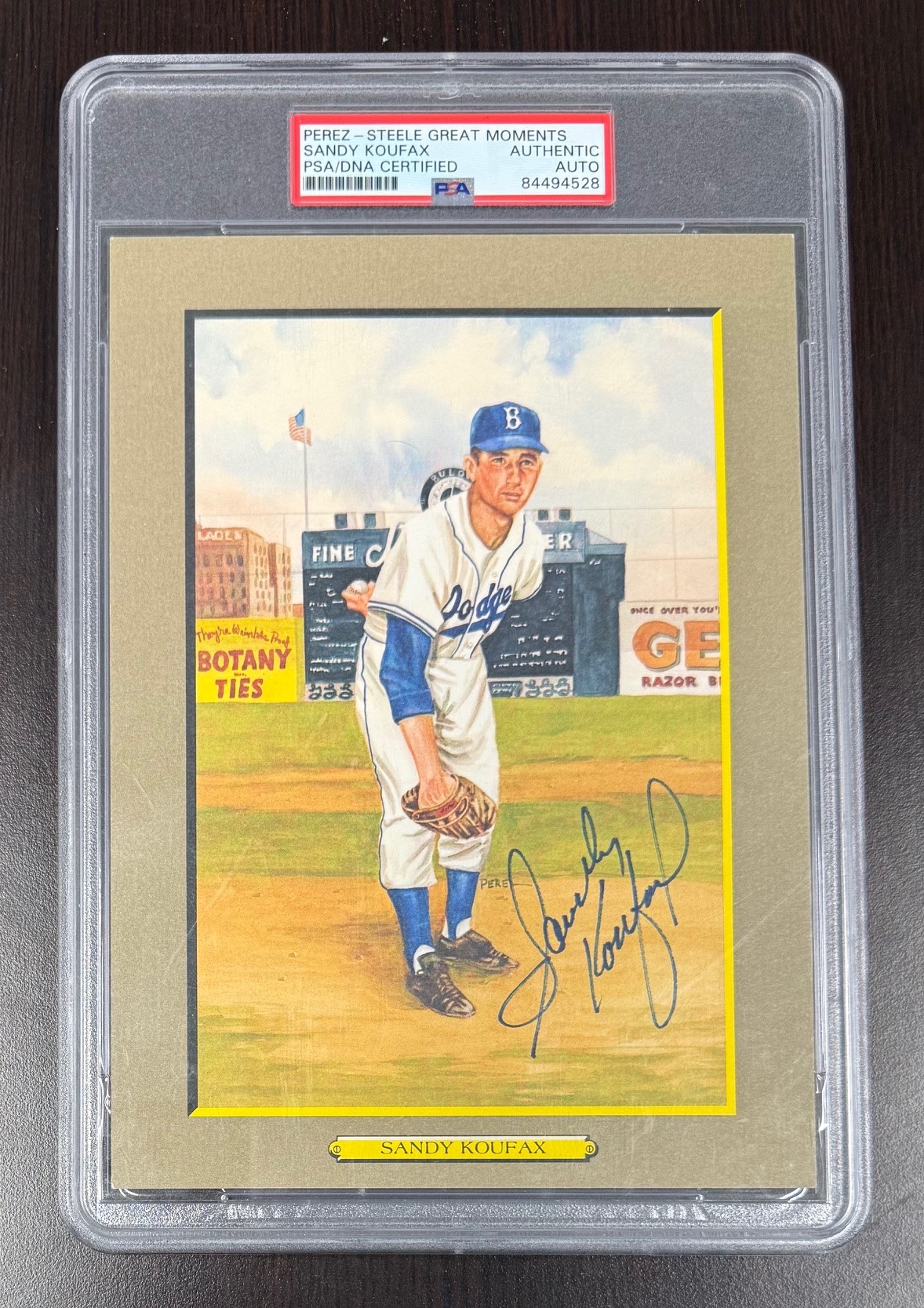 Sandy Koufax Perez-Steele Great Moments Signed Baseball Card Graded PSA Authentic Auto Cert #84494528