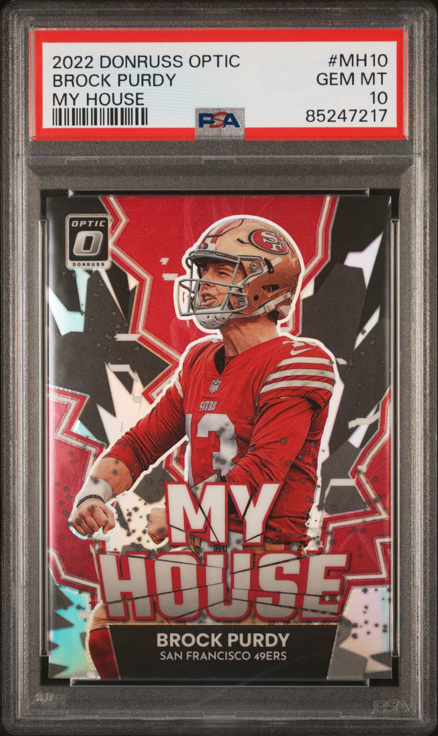 Brock Purdy 2022 Donruss Optic My House Rookie Football Card #MH10 Graded PSA 10 Cert #85247217