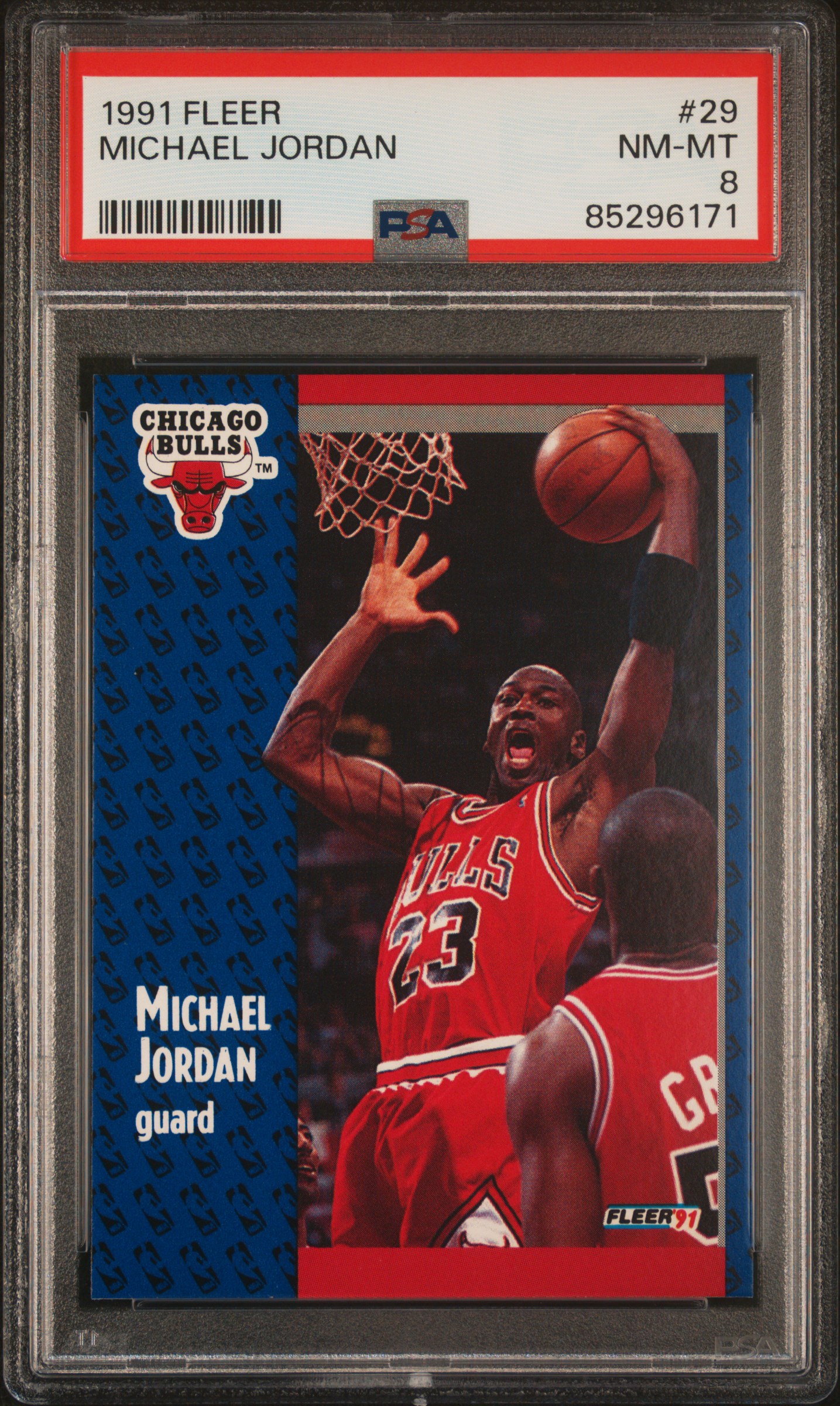 Michael Jordan 1991 Fleer Chicago Bulls Basketball Card #29 Graded PSA 8 Cert #85296171