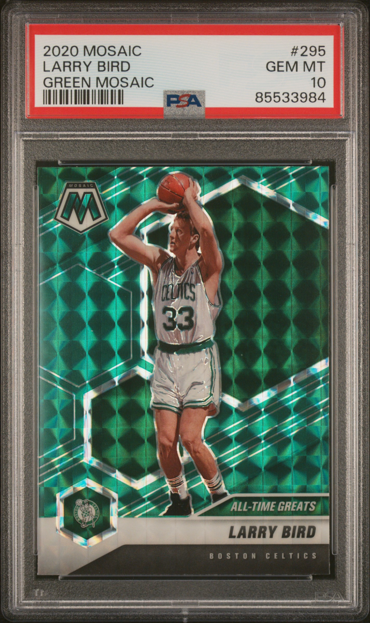 Larry Bird 2020 Panini Mosaic Green Basketball Card #295 Graded PSA 10